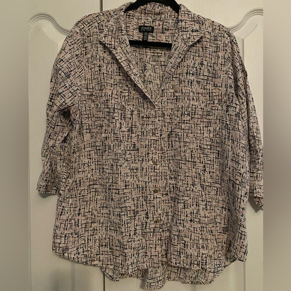 Jones New York Patterned Linen blend Top